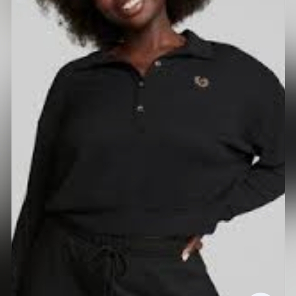 PINK Victoria's Secret Other - PINK Victoria's Secret Black Long Sleeve Cropped Pajama Top